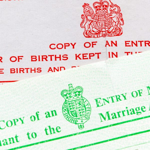 A birth and marriage certificate. Two of the most important life events.